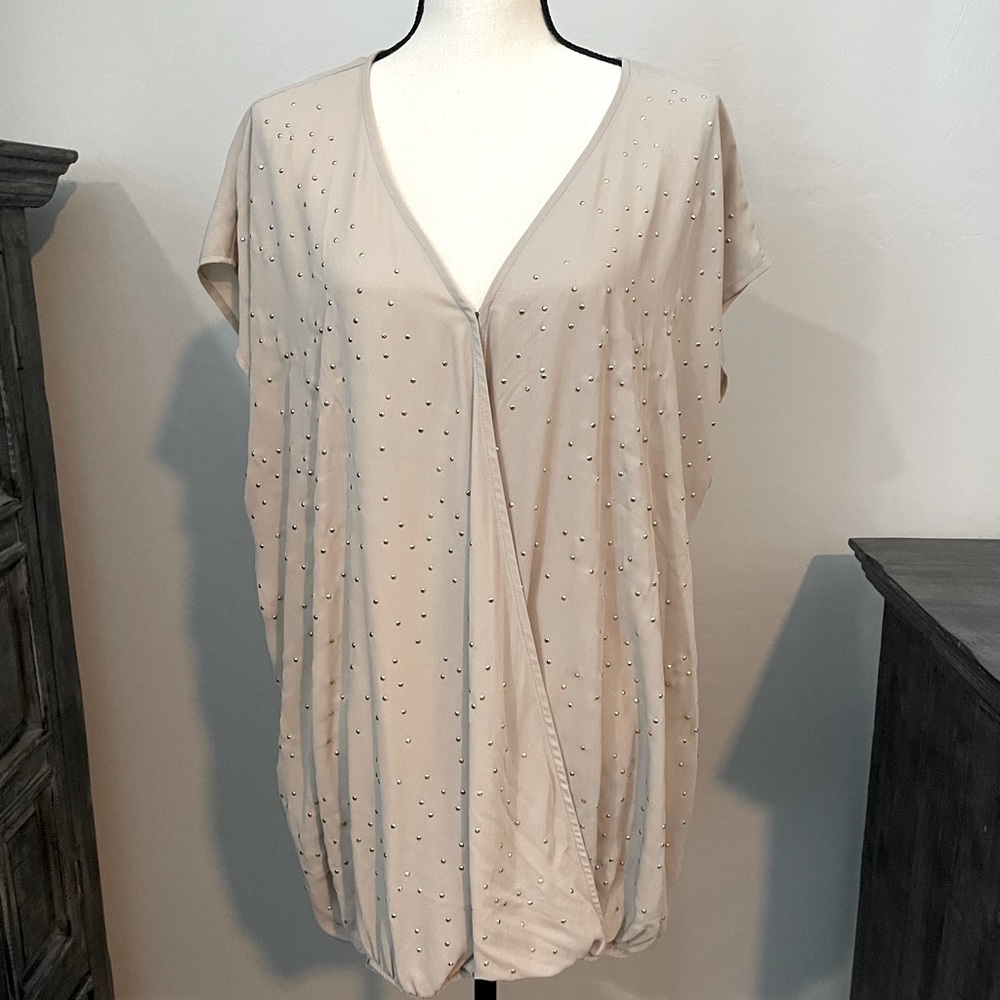 Champagne Lane Bryant top with gold studs